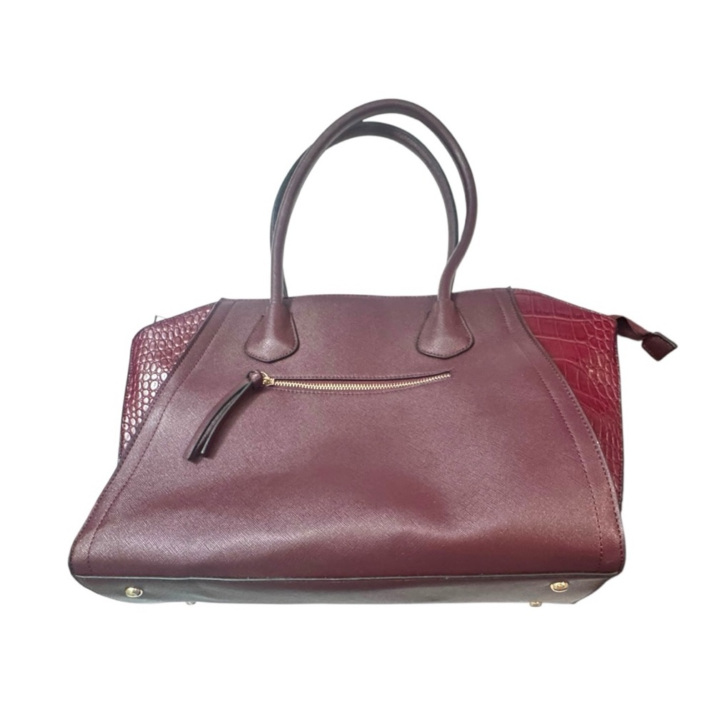 Cleo Faux Leather and Crocodile Skin Purse Hand Bag Burgundy Y2K Vintage - Picture 2 of 7
